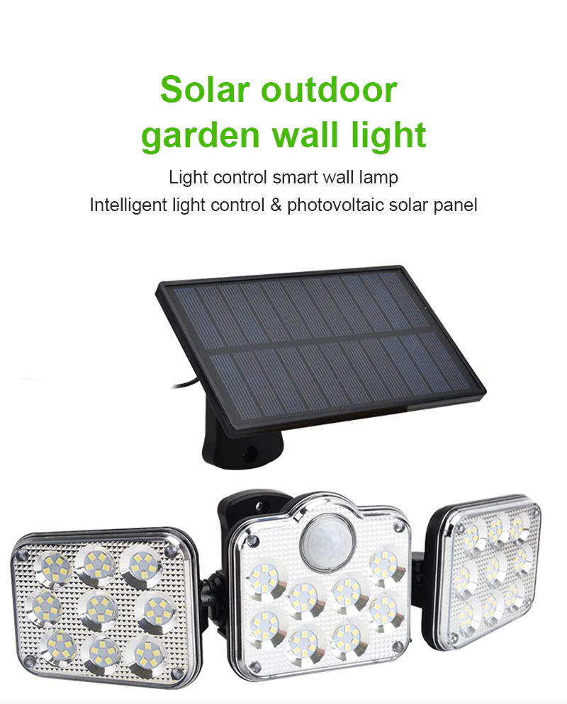 Three-head LED Solar Motion Sensor Wall Light (10)